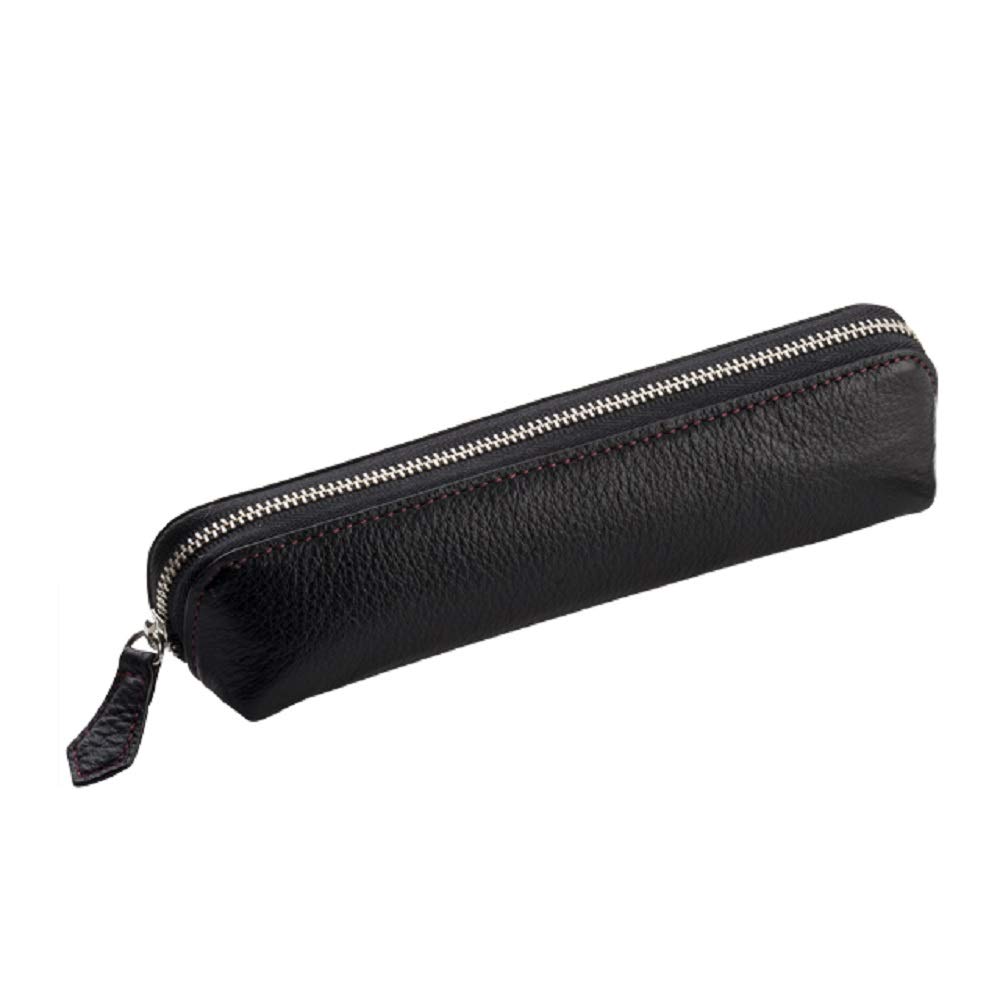 SPAD YAK Leather Pencil Case Zipper Black X Wine