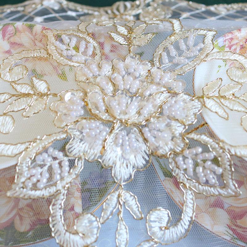 European Square Lace Sequins Embroidered Bead Pendant Premium Placemat Coaster Food Snack Bedroom Balcony Coffee Party Dining Table Pad