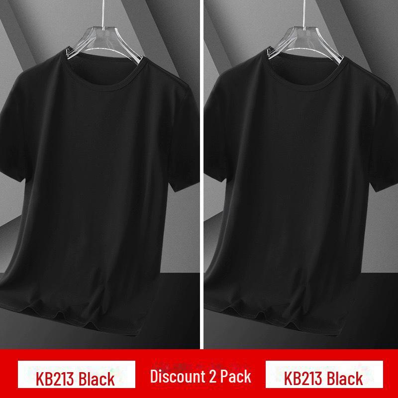 Men's Loose Fit Ice Silk Solid Color Short-Sleeve T-Shirt - Simple & Versatile Summer Style