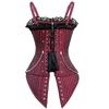 Sexy Women Gothic Corset Bustier Striped Zip Buckled Steampunk Overbust Corselet Vest Punk Rock Style Clothes