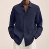 Autumn Men's Long-sleeved POLO Neck Loose Buttons Cotton Shirt Shirt