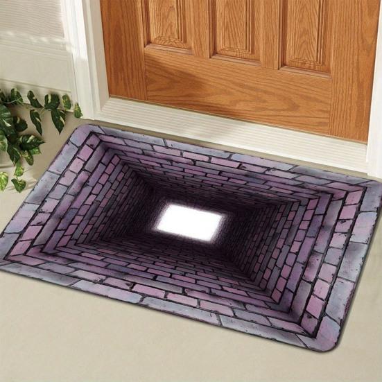 3D Hole Rug Realistic Optical Illusion Rug Funny Bottomless Pit Doormat Absorbent Non-slip Floor Mat for Bathroom Living Room Entryway