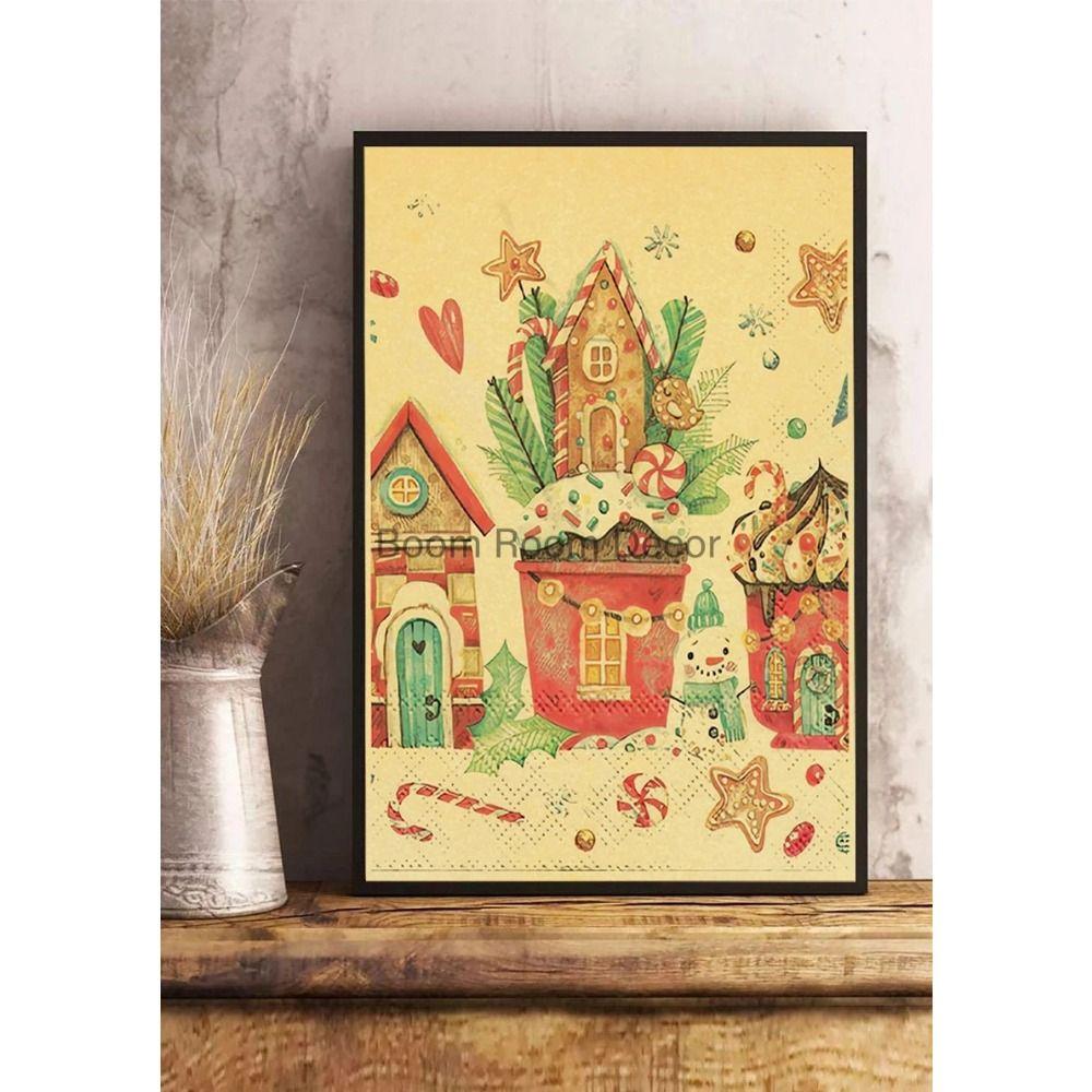 Vintage Christmas Metal Wall Decoration, Holiday Sticker Sign
