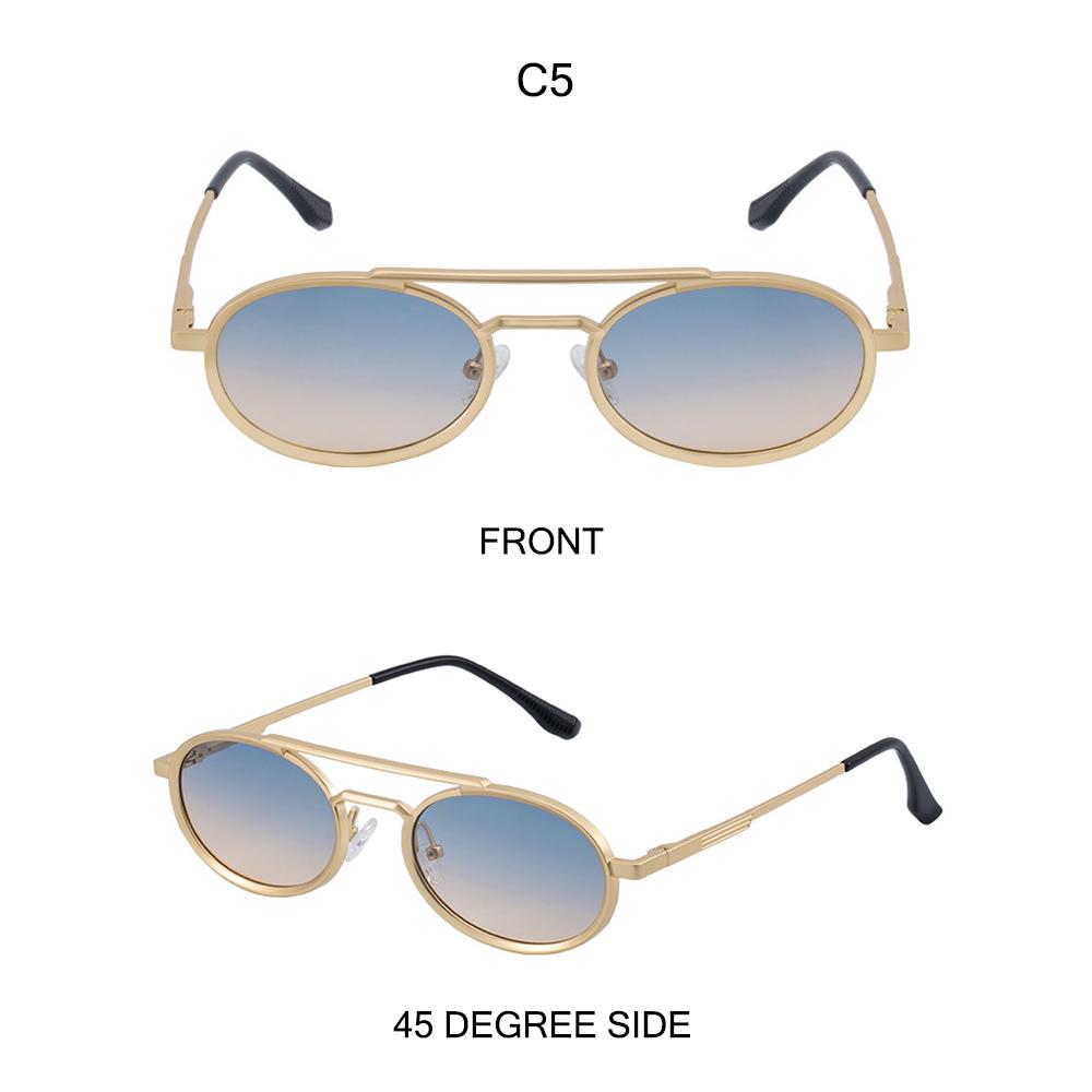 Classic Small Steampunk Sunglasses Oval Luxury Brand Double Bridge Shades Metal Frame Punk Eyewear For Women