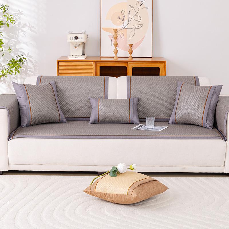 New Rattan Mat Sofa Cushion Summer Summer Mat One Piece Combination Cushion Sofa Cover Cover Cloth