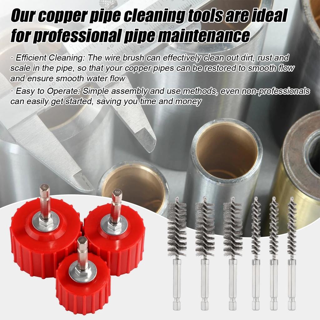 9 Pieces Of Metal External Pipe Grinder Pipe Cleaning Brush Polishing/Rust Removal Tool Home Stainless Steel Cleaning Brush