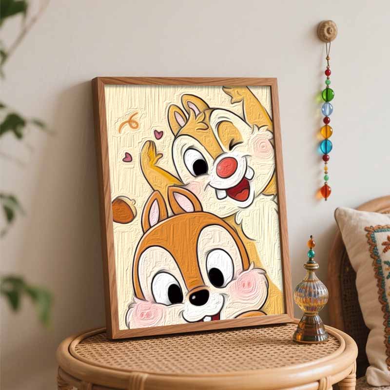 Disney Chipmunk Oil Painting Art Set Cute Wall Decor Handmade Gift Idea For Her