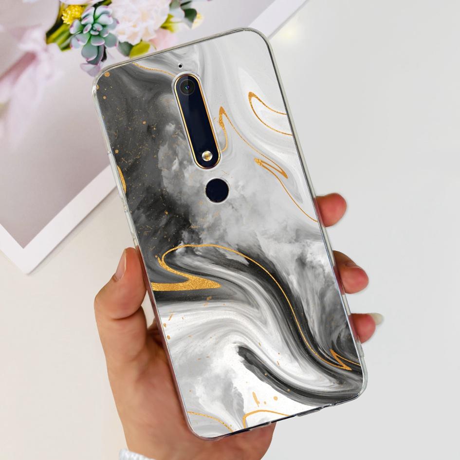 For Nokia 6 2018 Case Fashion Flower Soft Silicone Bumper For Nokia 6.1 Cover TA-1043 TA-1045 TA-1054 TA-1050 TA-1068 Phone Case