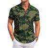 Camisa Casual de Manga Corta con Estampado de Camuflaje para Hombre, Moda Ligera de Botones, Top de Verano para Exteriores Ajustado para Uso Diario