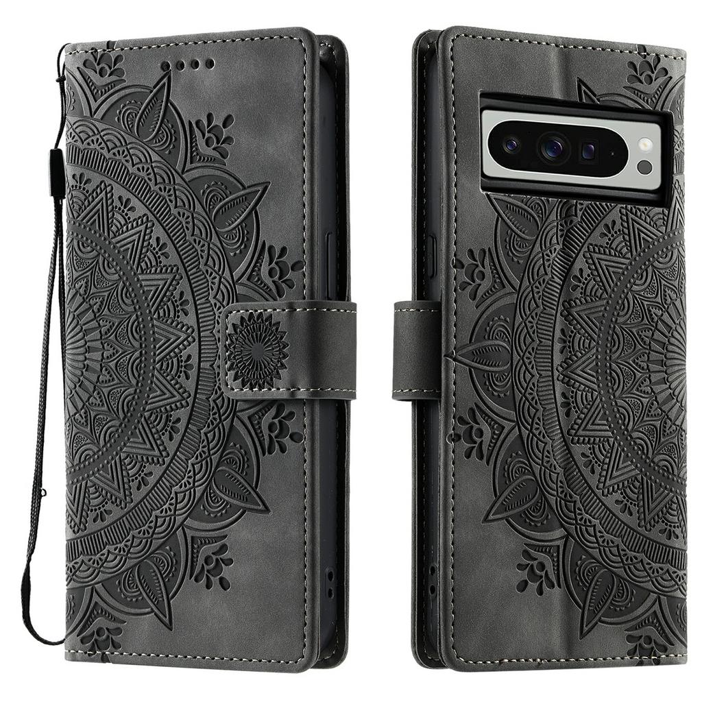 Style 018 For Google Pixel 9 Pro XL Case Imprinted Totem Skin Feel Wallet Leather Phone Cover