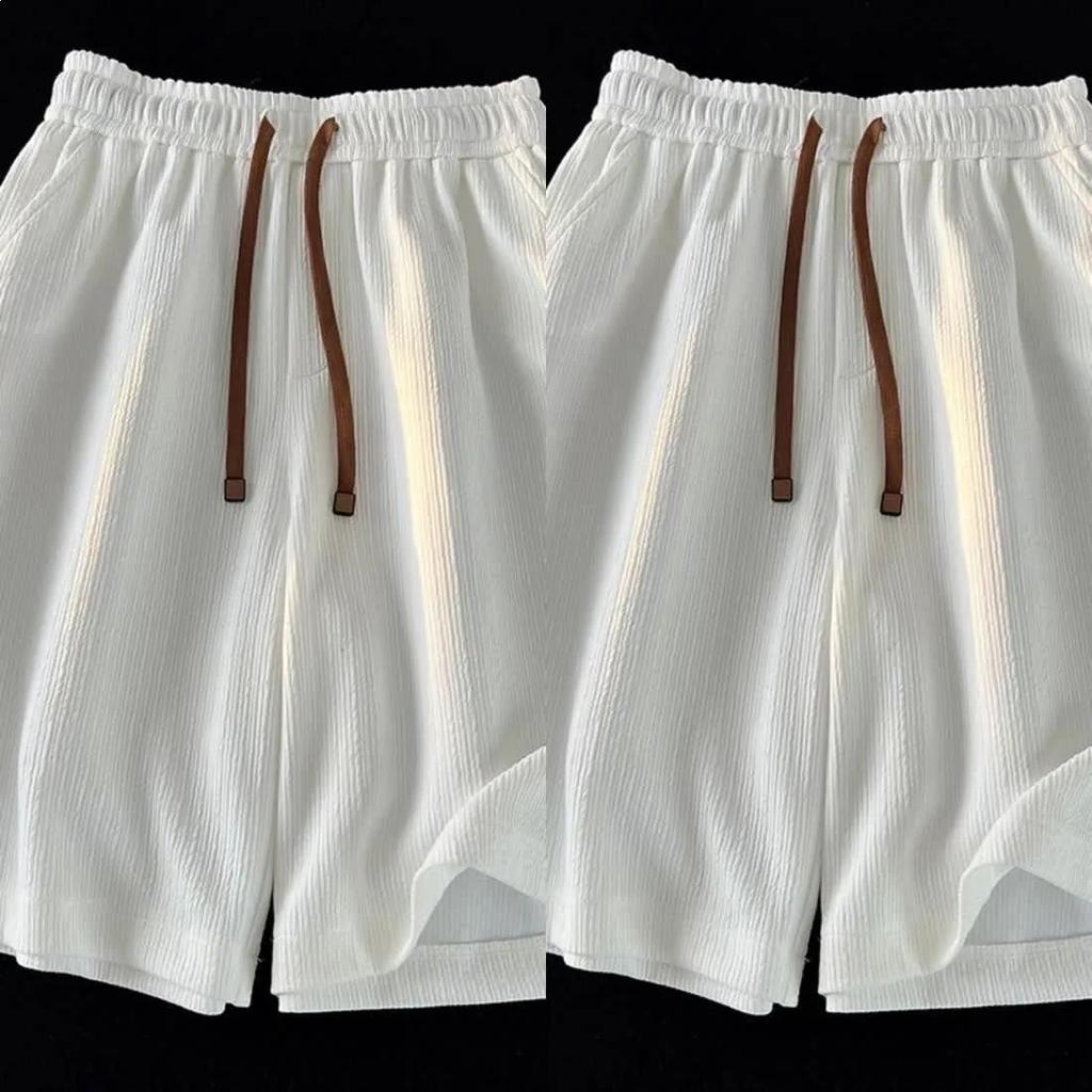 Women's Plus Size Quick-Dry Ice Silk Beach Shorts - Comfortable, Loose Fit, Solid Color, Drawstring Style