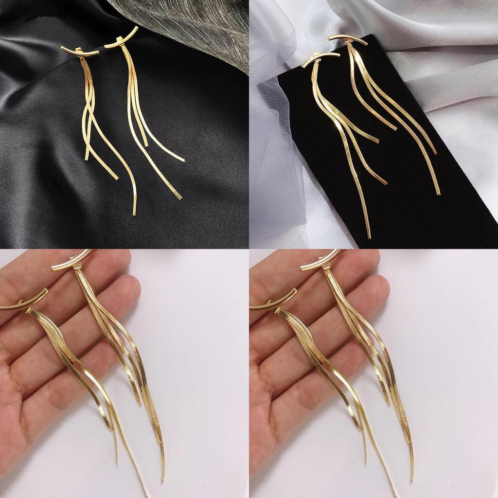 Elegant Metal Drop Earrings With Snake Bone Chain For Fashionforward Unisex Jewelry