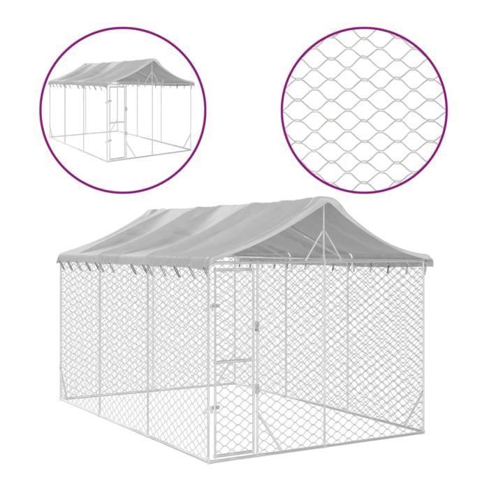 VidaXL Chenil d'extérieur pour chiens avec toit argenté 3x4,5x2,5 m 3190487