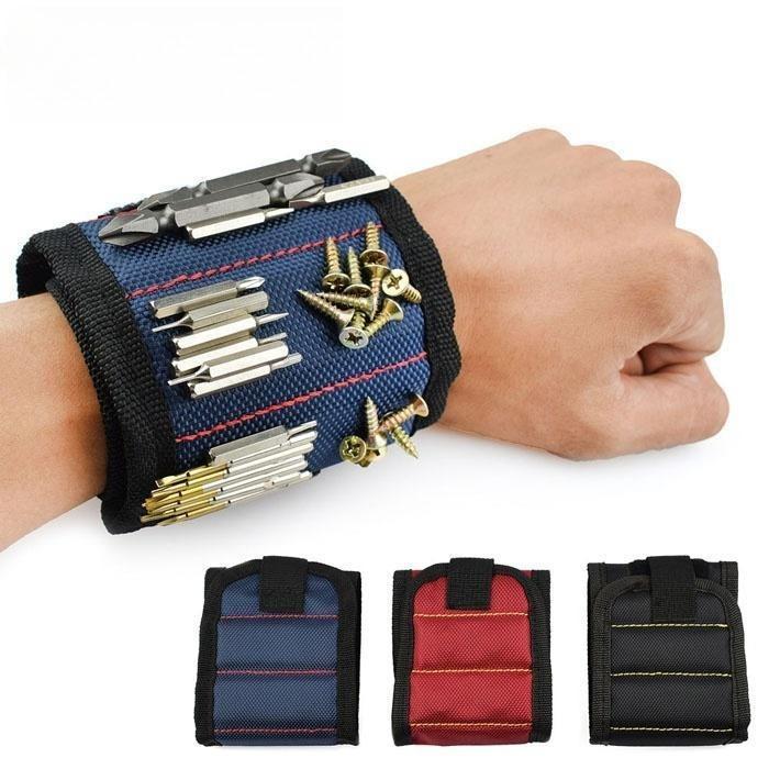 Magnetic Bracelet with Strong Magnets To Hold Screws, Nails, Drills, Great for Your Tool Bag