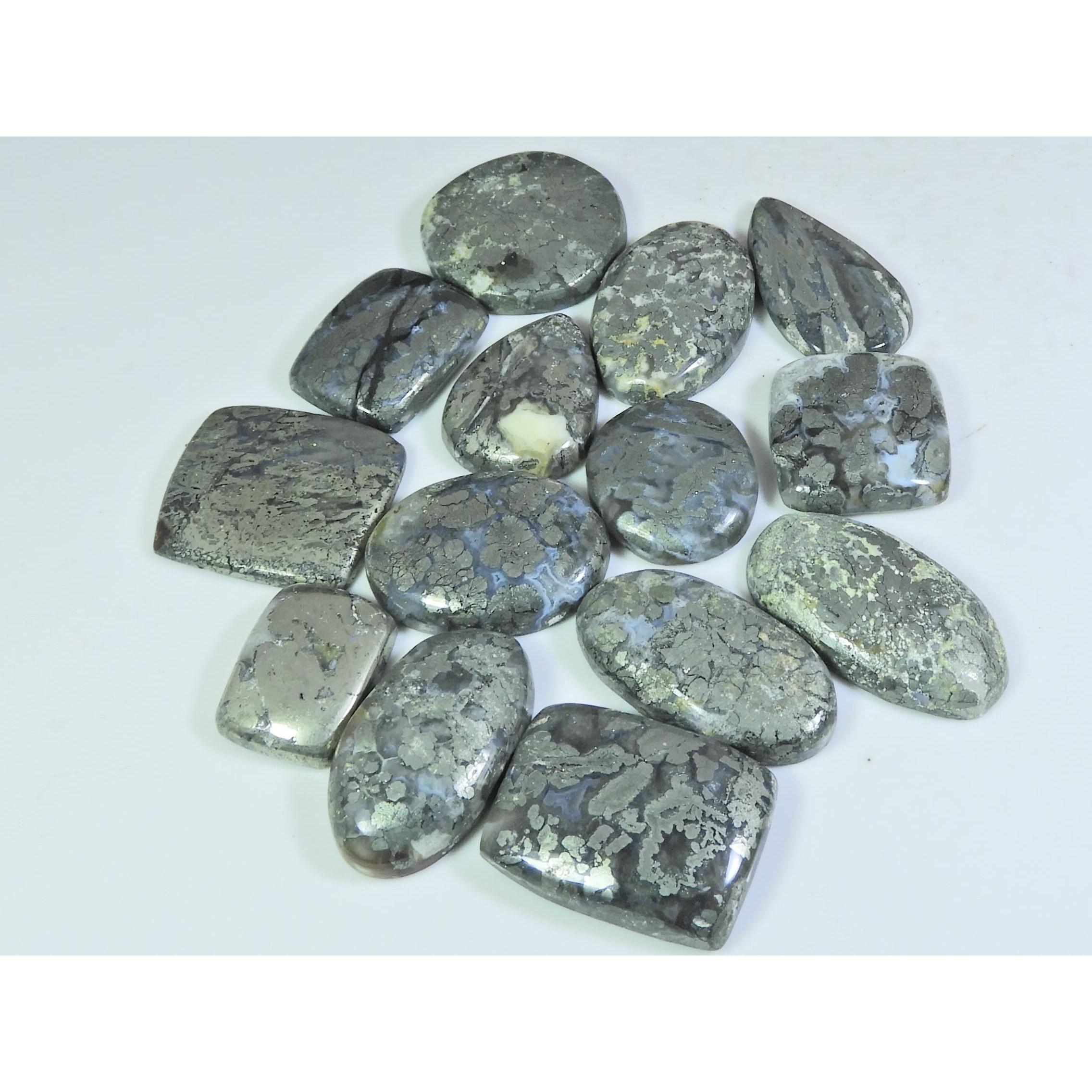 

367Cts. Natural Marcasite Mix Shape Cabochon Loose Gemstone 13Pcs Lot C-315