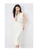 Fashion Pearl Collar Sleeveless Vest & Hip-Hugging Midi Skirt Set