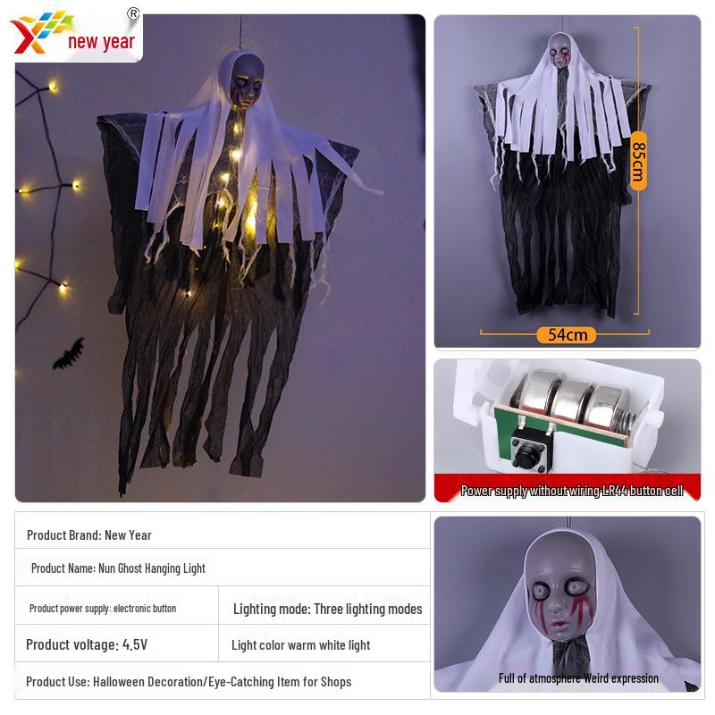 Halloween LED Ghost Skeleton String Lights - Outdoor Hanging Decorations for a Spooky Atmosphere