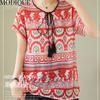 MODIQUE Women Short Sleeve T-shirt Summer Plus Size  Loose Casual Elegant Cotton Linen Print Blouse Shirts Lady Basics V-Neck