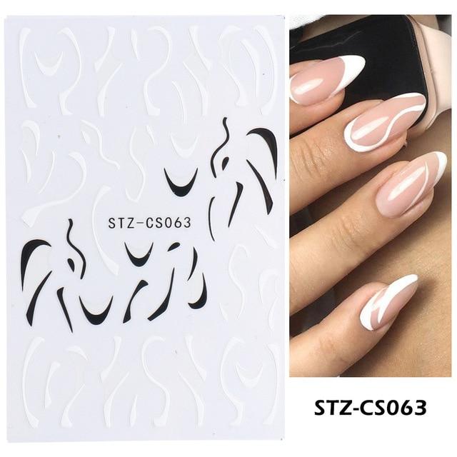 Abstract Line DIY Nail Stickers for Women Girls Nail Art Decorations Rose Gold Spring 3D Sliders for Manicure Nail Polish Decals