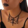 European and American Gothic Style Dark Cross Necklace, Actress Beaded Fringed Collar Necklace