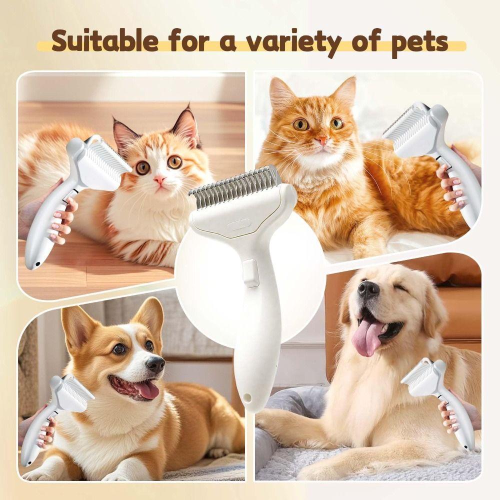 Push-button Type Cat Dog Dematting Comb Stainless Steel Pet Hair Remover Brush  Pet Accessories