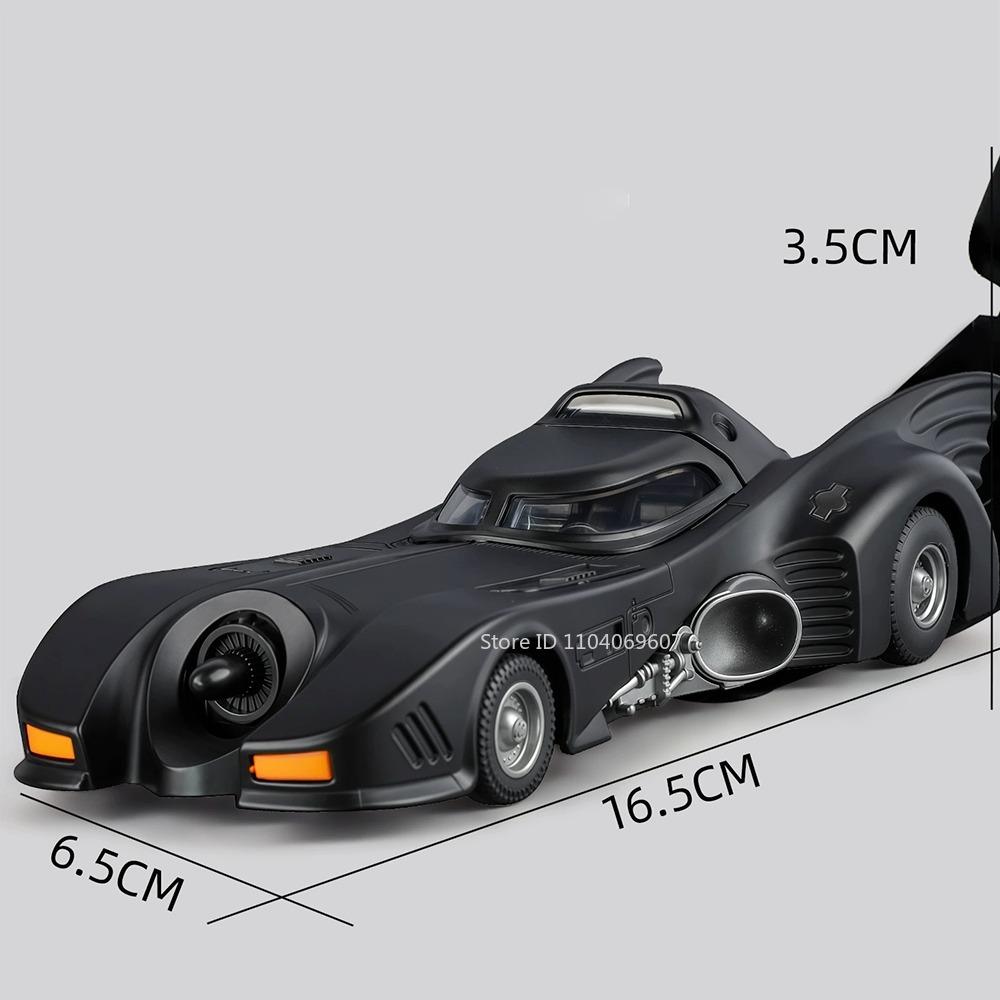

1:32 Model Batmobile Miniature Toy Cars Metal Diecast Sound Light Shock Absorption Pull Back Door Opened Ornament Vehicle Models