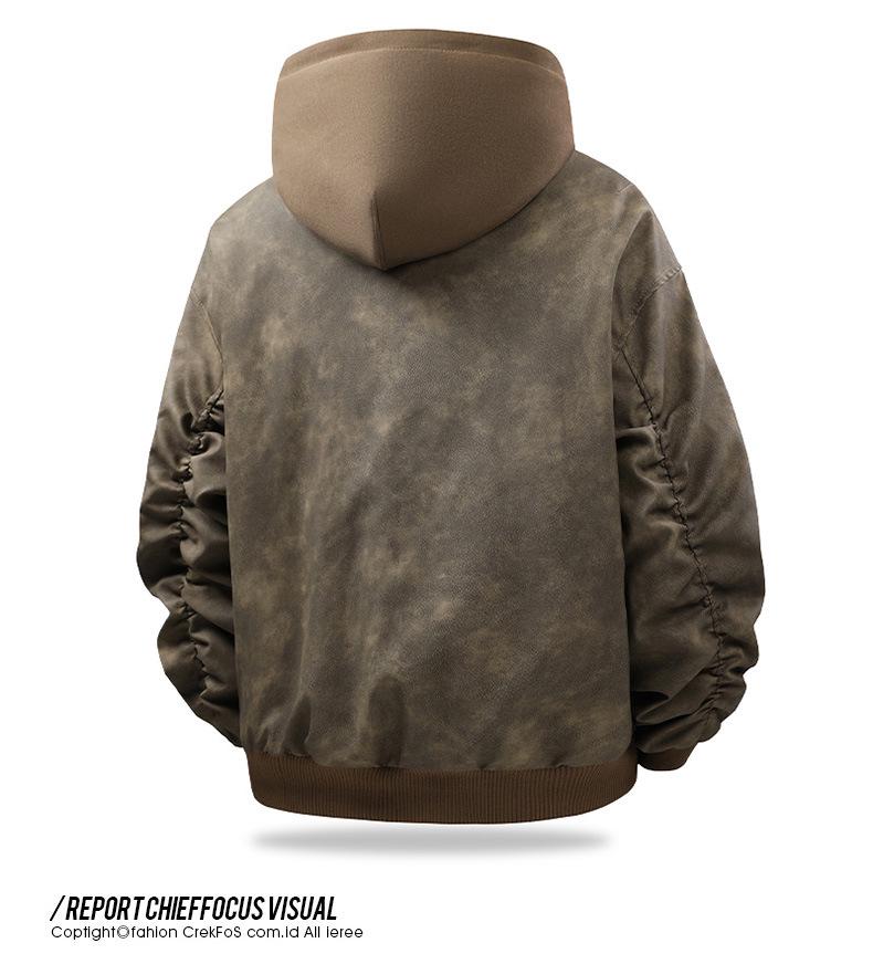 Men's Retro Faux Leather Two-Piece Bomber Jacket - Autumn/Winter Trendy Loose Fit Outerwear