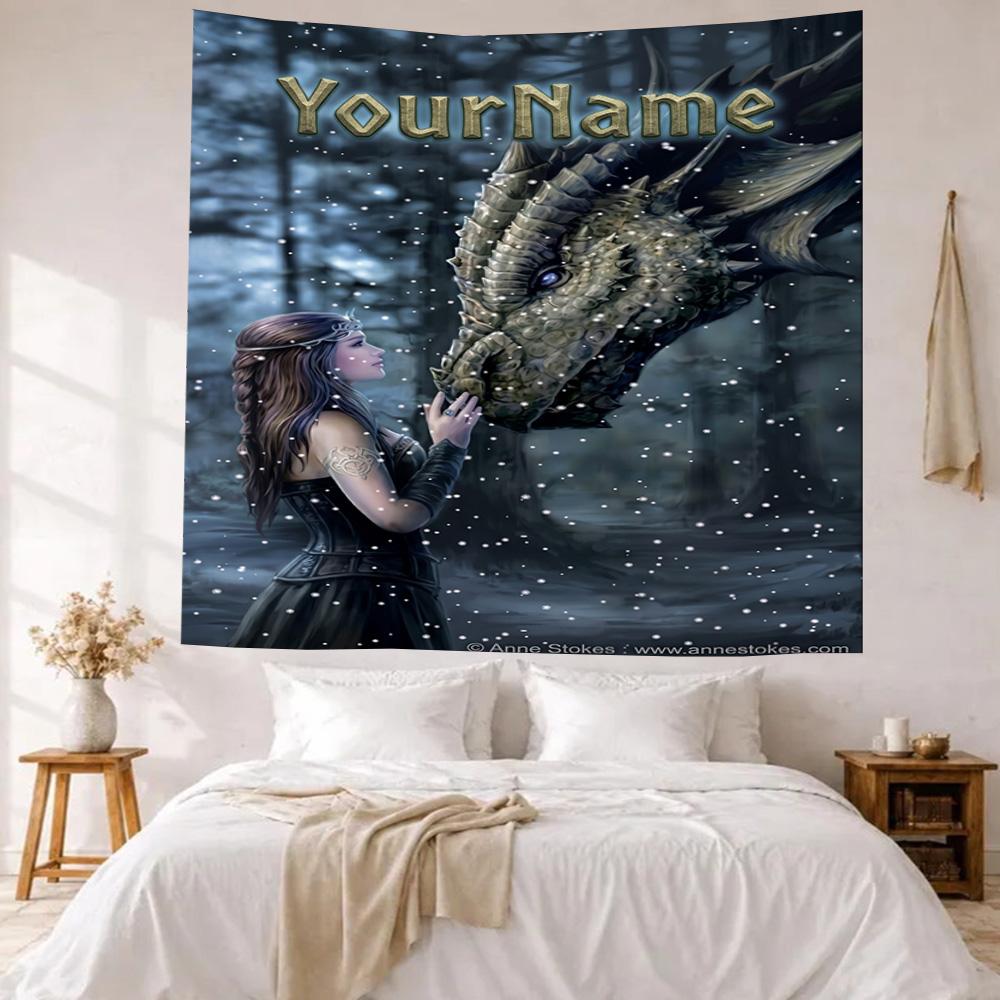 Gothic Illustrations Custom Your Name Wall Decor Tapestry Art For Pet Memorial Birthdaywedding Party Backdrop Family Gift