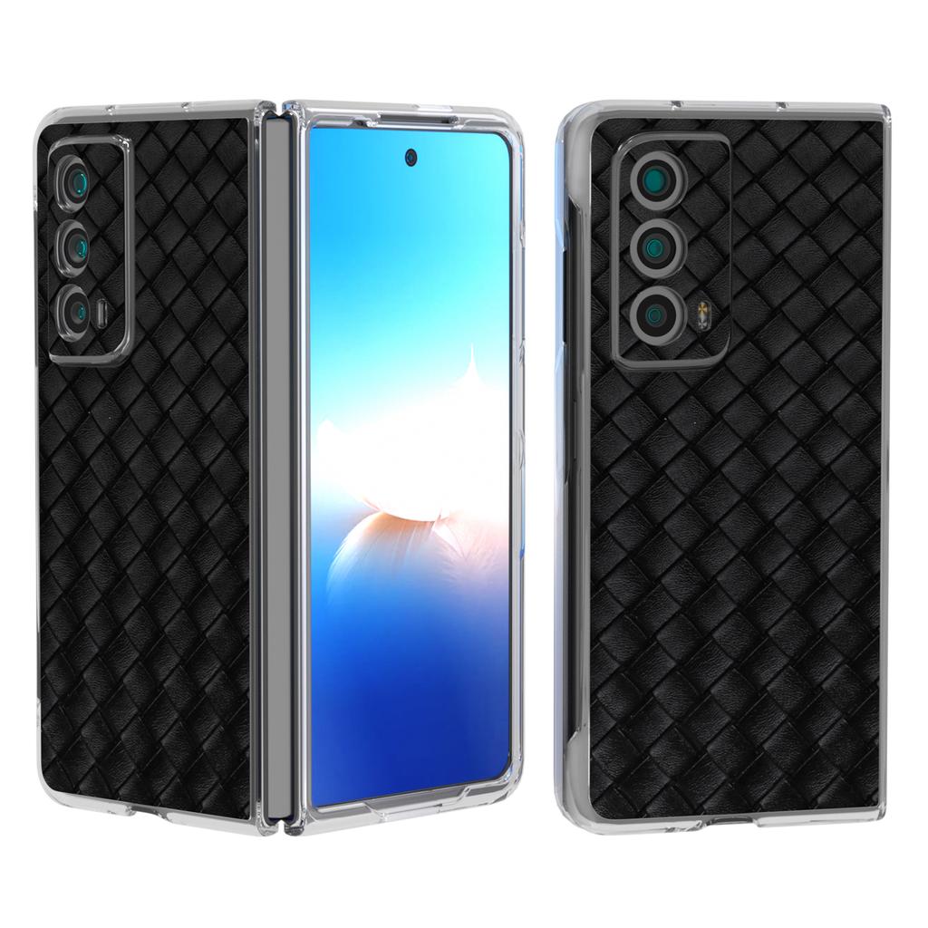 For Honor Magic Vs2 5G Case Woven Texture Leather+PC Clear Edge Anti-drop Phone Cover