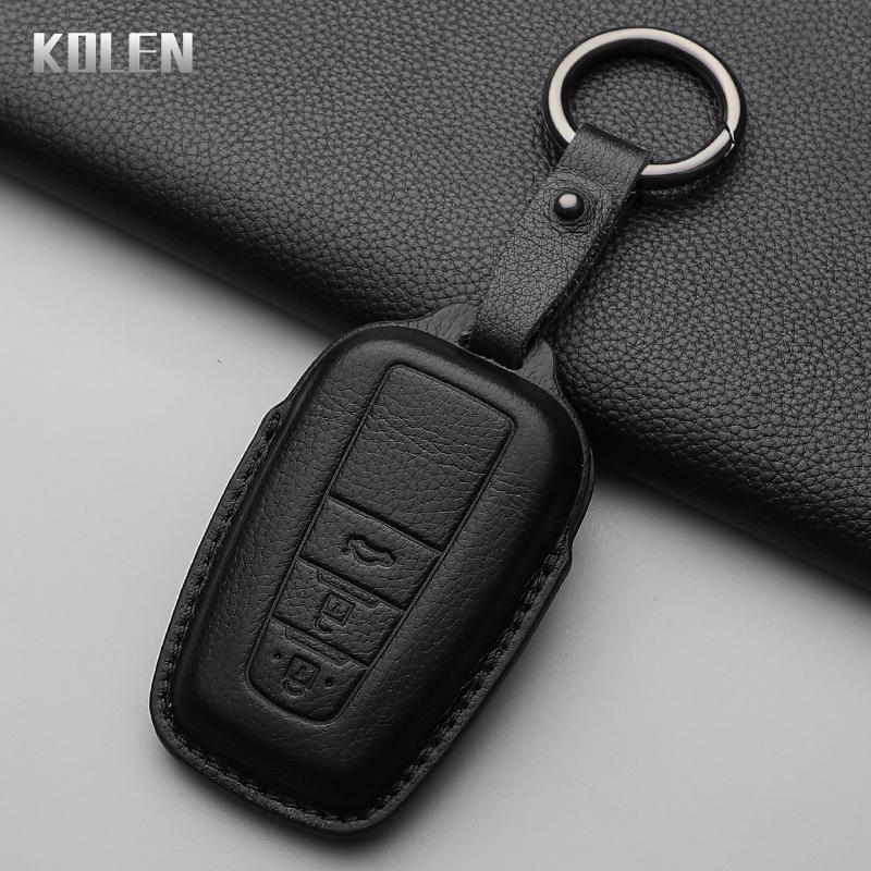Genuine Leather Auto Smart Key Fob Cover Case Housing Fit For Toyota Prius Camry Corolla Chr C-Hr Rav4 Land Cruiser Prado 2 3 4 Button Auto