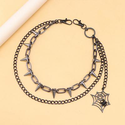Wszechstronny Punk Metalowy Łańcuch do Spodni Hip Hop Pająk Pajęczyna Wisiorek Łańcuch do Dżinsów Wielowarstwowa Dekoracja Spodni Łańcuchy na Pas Prezenty