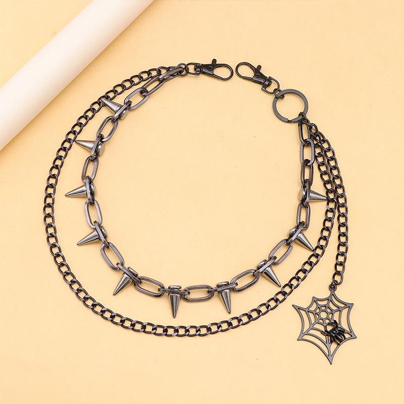 Fashion Versatile Punk Metal Pants Chain Hip Hop Spider Web Pendant Jeans Chain Multilayer Pants Decoration Waist Chains Gifts