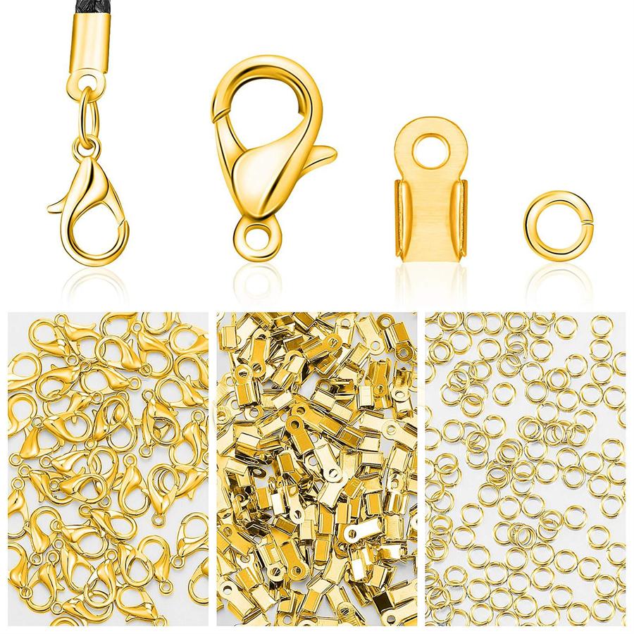110 Stück/Set Legierung Karabinerhaken Biegeringe Lederclipspitze Falz Crimpverbinder Für Armband Halskette DIY Schmuckherstellungszubehör