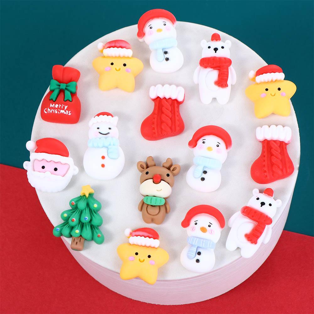 Santa Claus Figurines Pattern For DIY Hairpin Making Home Embellishments New Year Ornament Christmas Patches DIY Art Material