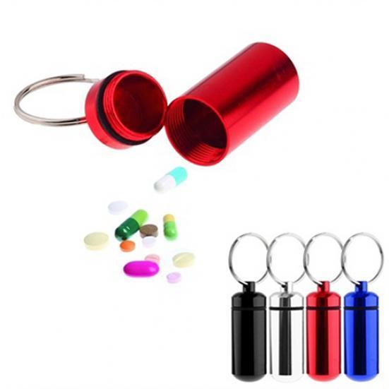 Small Tablets Holder Pill Case First Aid Container with Key Ring Key Chain