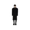 WE11DONE FW23 Split Design Wool Blend Tacked Pleated Long Trench Coat Men Coats Black WD-CT3-23-001-M-BK