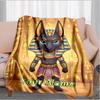 1PC Custom Name Ancient Egyptian God Anubis flannel blanket versatile,all-season throw suitable for the living room,bedroom,camping,travel,and gift