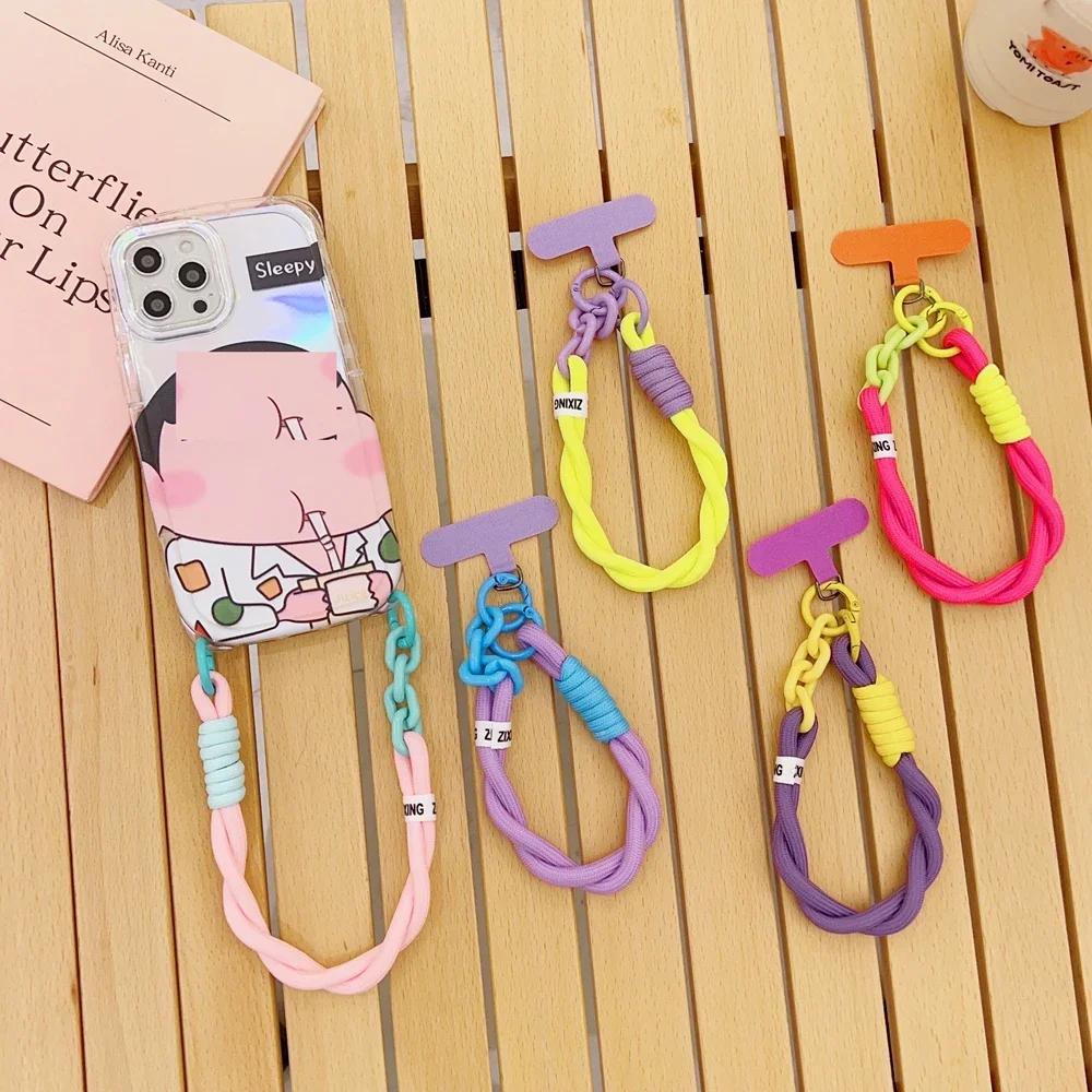 Braided Short Phone Lanyard Outdoor Universal Case Keychain Crossbody Card Hand Cord Clip Rope Anti-lost Wrist Strap Charm Chain