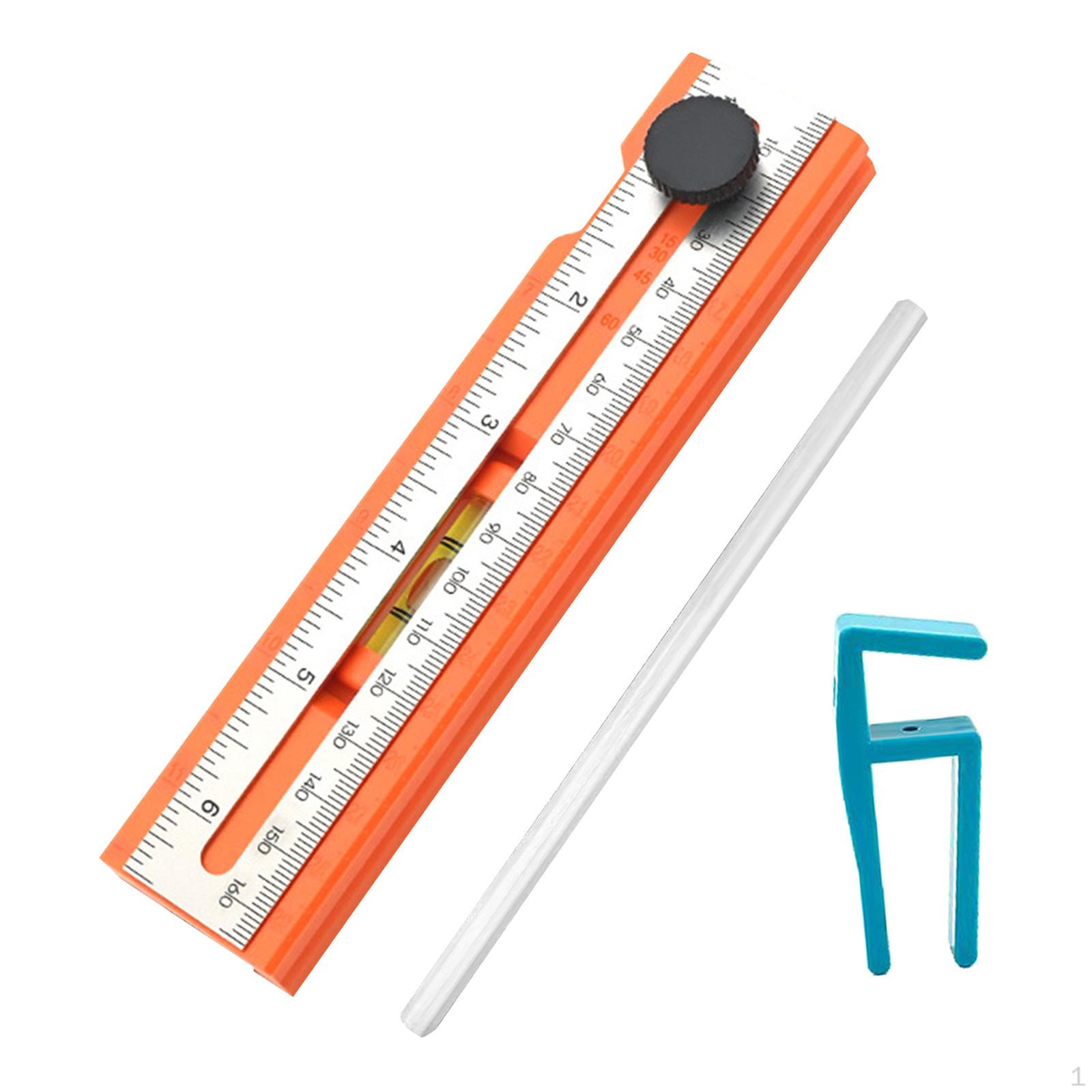 

1 Piece Multifunctional Carpentry Ruler Accurate Measuring Tool with Rotary Level for Deep Marking 1 Ruler w 4 Clips