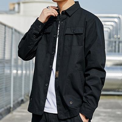 Koszula robocza Ins Trendy męska w stylu Hong Kong Koszula z długim rękawem Kurtka Casualowa wersja koreańska Modna i przystojna Odzież bez prasowania w calach Jesień