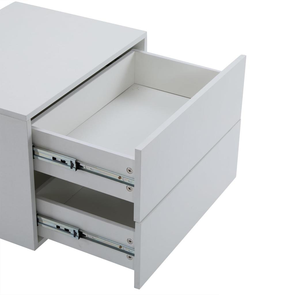 Coffee Table, Modern Extendable, Creative Sofa Table Coffee Table 4 Drawers Hidden Storage Compartment, Center Table Living Room Office, White
