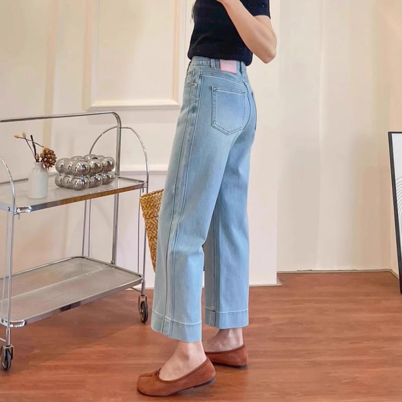 2026 New Versatile Straight-Leg Cropped Jeans for Women, Plus Size Narrow Wide-Leg Pants