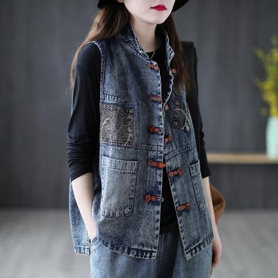Damenmode Vintage Übergröße Jeansmantel Jean Weste