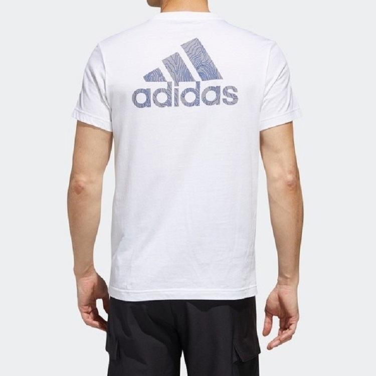 Adidas Logo Print Round Neck Short Sleeve T-Shirt Men Tops White FM7536