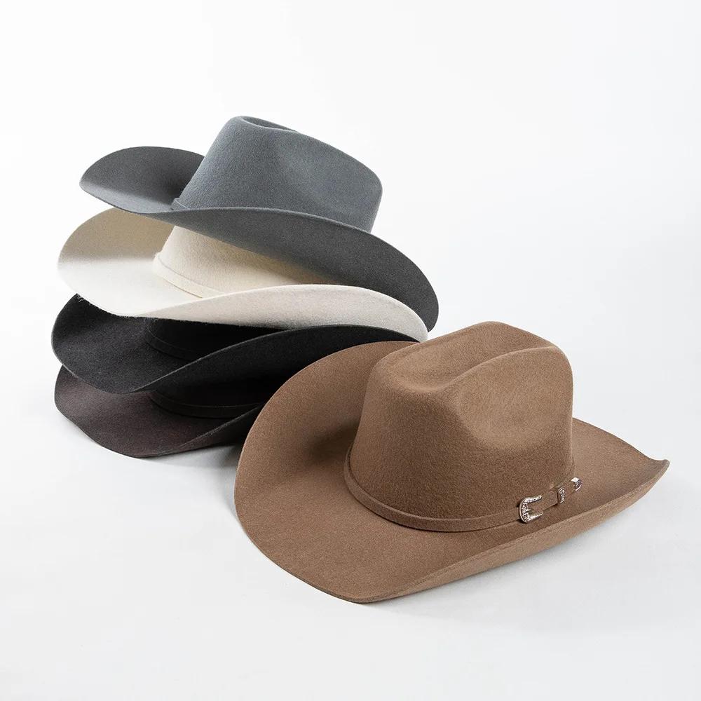 Big Size Wome Men Black Real Wool Fedora Blue Hot Pink  Western Cowboy Hat Gentleman Jazz Sombrero Hombre Cap Dad Cowgirl Hats