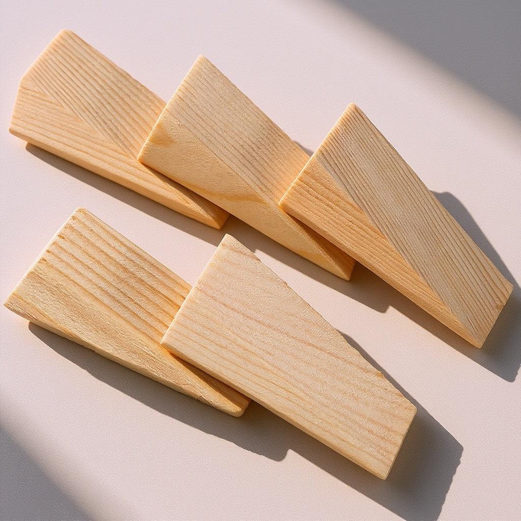 5Pcs Wooden Door Stopper Heavy Duty Triangular Wedges Door Holder Finger Protector Safety Stopper for Home Office Carpet Tile