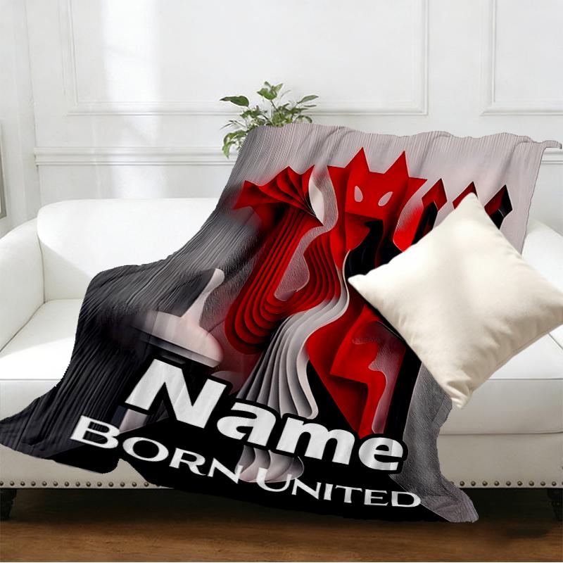 Custom Name Personalized Manchester Football F.C Print Blankets, Home Decor, Bedroom, Sofa, Camping, Couch, Gifts for Birthday Christmas