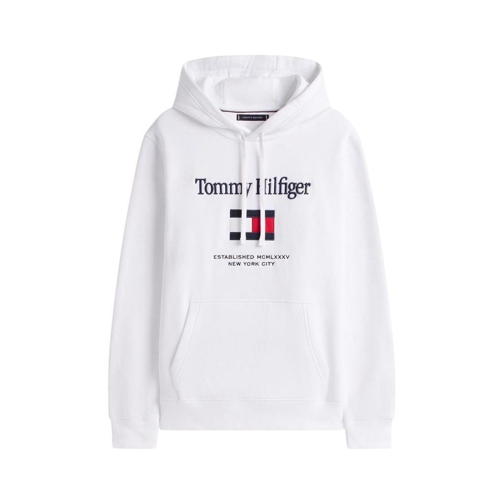 Tommy Hilfiger Mens Embroidered Relaxed Fit Pullover Hoodie