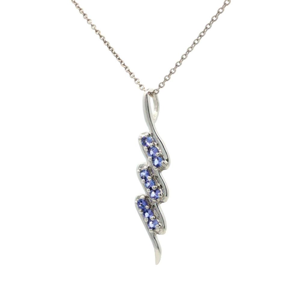 Tanzanite AA Round Pendant Necklace 925 Sterling Silver Rhodium Plated Nine Stone Pendant with Chain Gift for Women