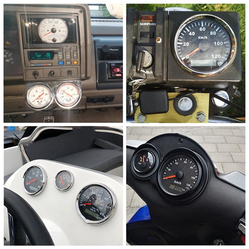 Lzcxszzm 0-12 Hour Meter 2" 52mm Watch Gauge with Red Backlit Instrument Show Clock